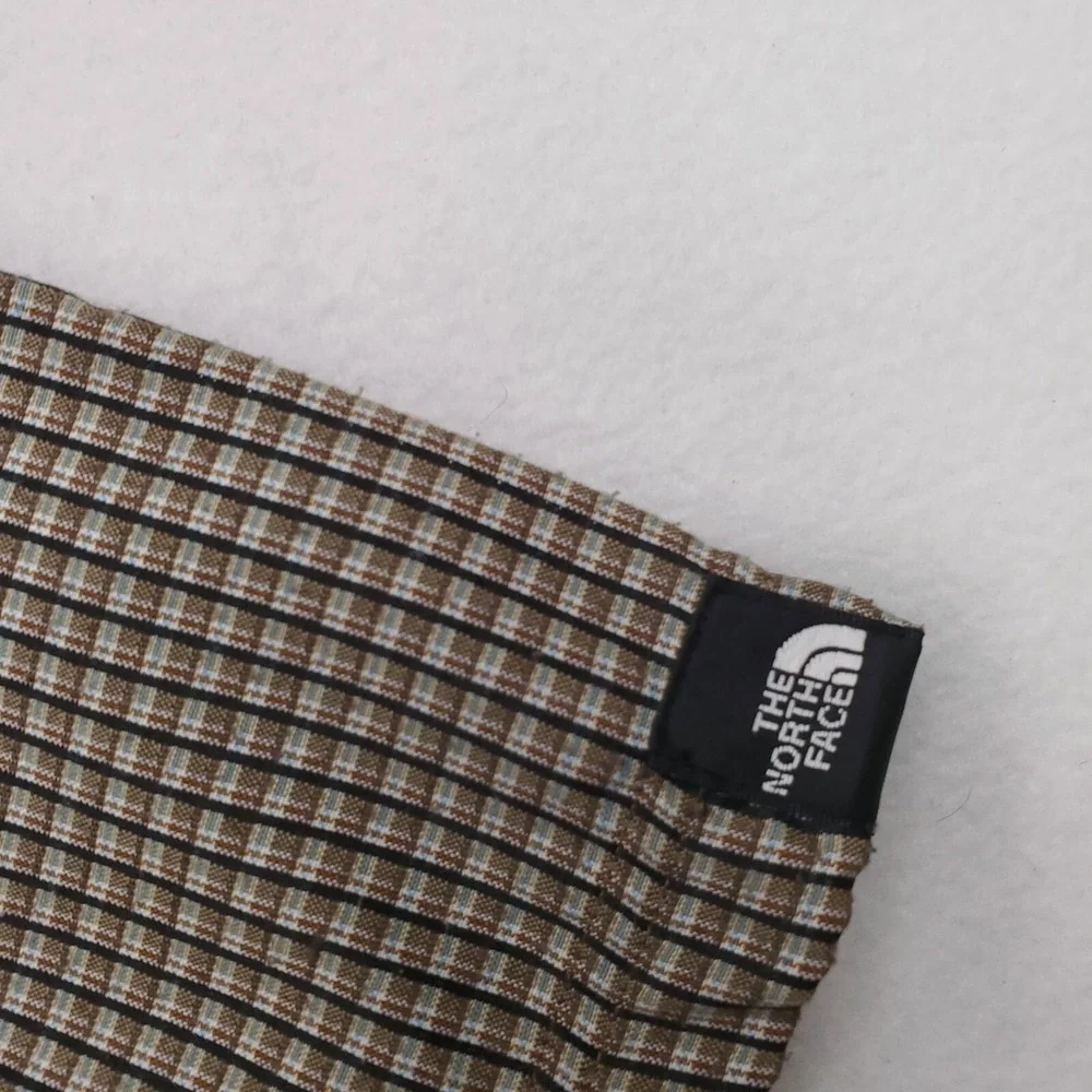 North Face Shirt Mens Medium Brown Check Outdoor Preppy Button Front